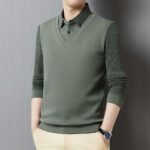 Polo a due pezzi stile t-shirt da uomo a maniche lunghe da papà t-shirt primavera e autunno a lappone sottile alla moda - immagine 3