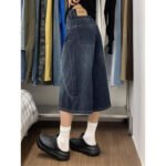 Pantaloni a mezza gamba larghi larghi larghi stile americano jeans cropped blu scuro da donna 2025 nuovi pantaloni estivi di grande taglia larghi - immagine 5