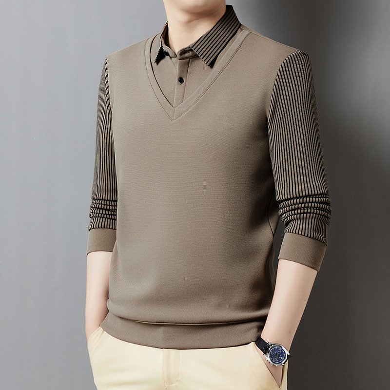 O1CN01oSuPbE1T0bxe9jCVs_2220570482320-0-cib Polo a due pezzi stile t-shirt da uomo a maniche lunghe da papà t-shirt primavera e autunno a lappone sottile alla moda - immagine 1